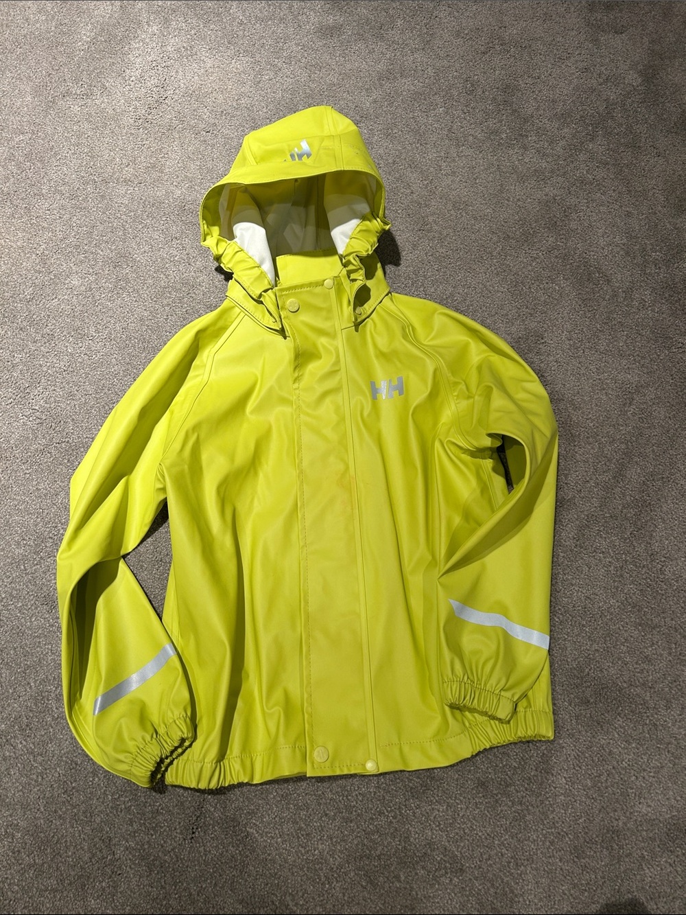 Helly Hansen Kids Lime-Yellow Waterproof Hooded Raincoat